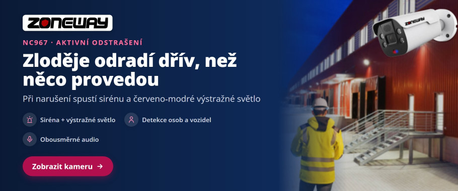 ZONEWAY NC967 – kamera se sirénou a výstražným světlem