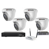 5MPx H265 kamerový IP POE set ZONEWAY - 4x dome kamera NC960, NVR 2104, router, POE switch 4 + 1