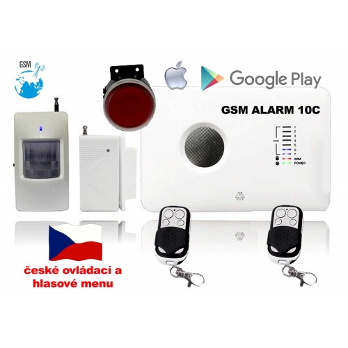 GSM alarm set - zvuk a ovládání v ČEŠTINĚ / ALABASTR II - 10C