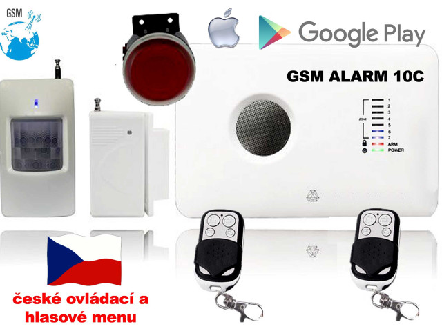 GSM alarm set - zvuk a ovládání v ČEŠTINĚ / ALABASTR II - 10C