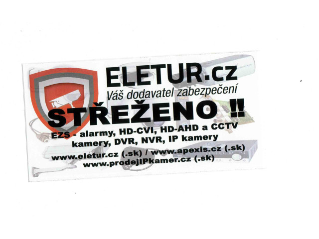 Výstražná samolepka OBJEKT STŘEŽEN  - ELETUR malá