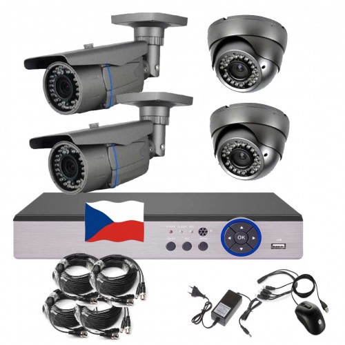 4CH AHD kamerový set STARLIGHT CCTV EONBOOM - DVR s LAN a 2x bullet+ 2x dome kamera se 4x mot. ZOOM