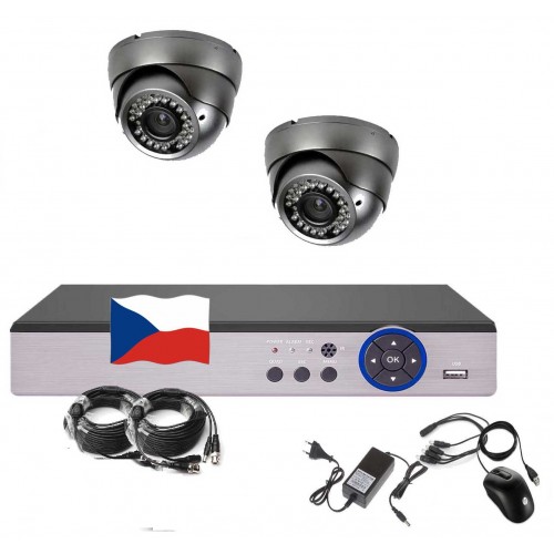 4CH AHD kamerový set CCTV EONBOOM - DVR a 2x venkovní dome IR kamera