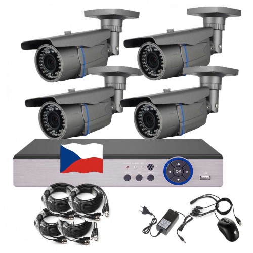 4CH 1080p AHD kamerový set EONBOOM STARLIGHT CCTV - DVR s LAN a 4x AHD IR kamera se 4x ZOOM