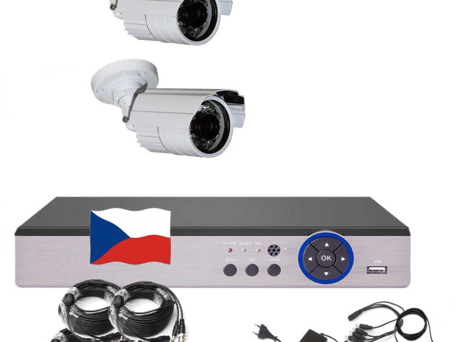 4CH 5MPx AHD kamerový set EONBOOM 2B CCTV s DVR LAN a 2x venkovní bullet kamerou