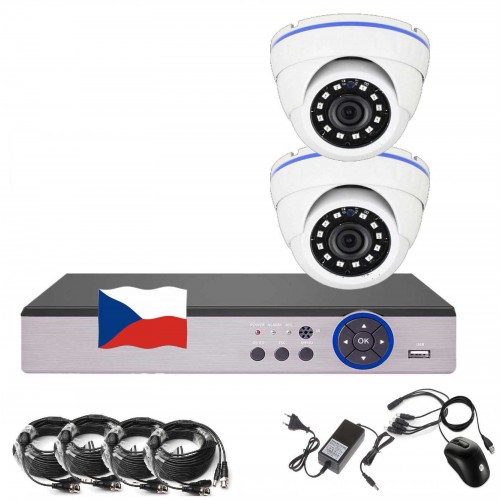 4CH 5MPx AHD kamerový set EONBOOM 2D CCTV s DVR s LAN a 2x venkovní dome kamera