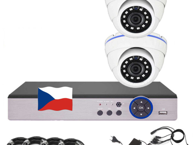 4CH 5MPx AHD kamerový set EONBOOM 2D CCTV s DVR s LAN a 2x venkovní dome kamera