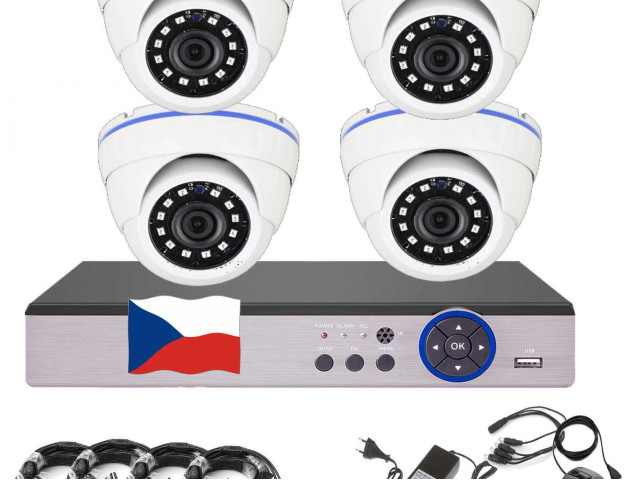 4CH 5MPx AHD kamerový set EONBOOM 4D CCTV s DVR s LAN a 4x venkovní dome kamera