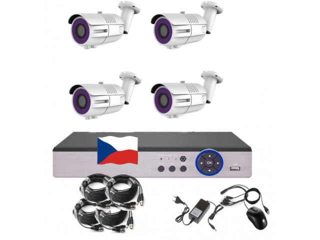 4CH 5MPx AHD kamerový set CCTV EONBOOM VR4B  - DVR s LAN a 4x venkovní bullet kamera