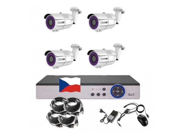 4CH 5MPx AHD kamerový set CCTV EONBOOM VR4B  - DVR s LAN a 4x venkovní bullet kamera