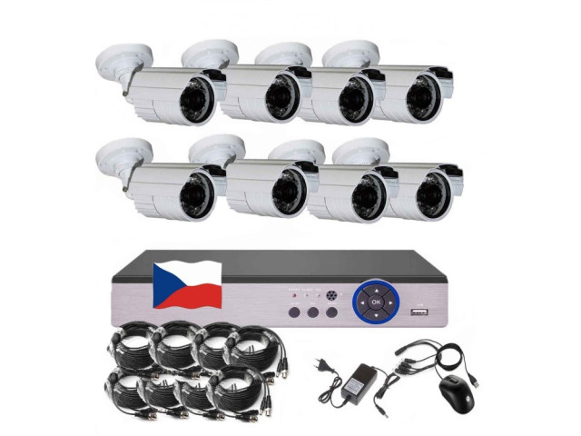 8CH 5MPx AHD kamerový set CCTV EONBOOM 8B - DVR s LAN a 8x venkovní bullet kamera