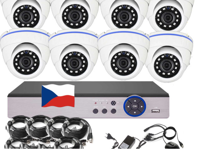 8CH 5MPx AHD kamerový set CCTV EONBOOM 8D - DVR s LAN a 8x venkovní dome kamera