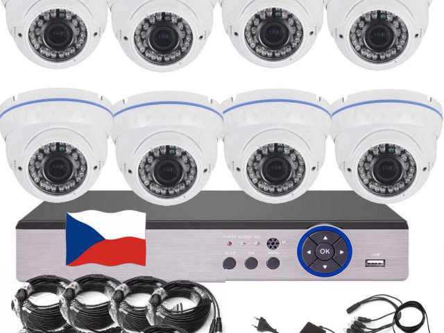 8CH 5MPx STARVIS kamerový set CCTV EONBOOM VR8DW - DVR s LAN a 8x venkovní vari kamera bílá
