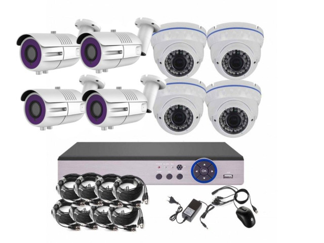8CH 5MPx STARVIS kamerový set CCTV EONBOOM VR4+4W - DVR s LAN a 4+4 venkovní vari bullet/dome kamery