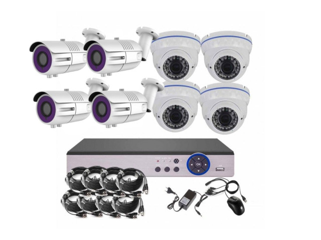 8CH 5MPx STARVIS kamerový set CCTV EONBOOM VR4+4W - DVR s LAN a 4+4 venkovní vari bullet/dome kamery