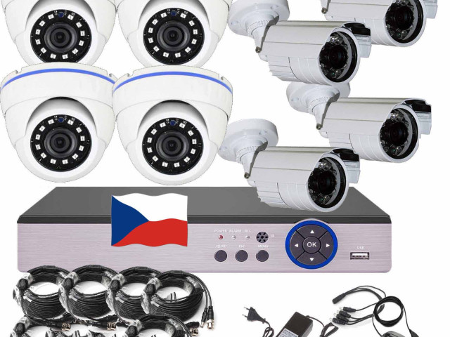 8CH 5MPx AHD kamerový set CCTV EONBOOM 4+4 - DVR s LAN a 4+4 venkovní bullet/dome kamery