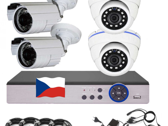 4CH 5MPx AHD kamerový set EONBOOM 2+2BD CCTV - DVR s LAN a 4x venkovní bullet/dome kamera