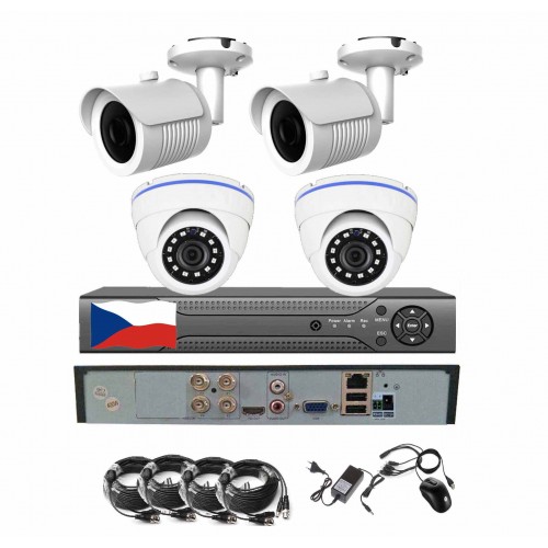 4CH 8MPx AHD kamerový set - 4K CCTV - DVR s LAN a 4x dome+bullet, ZONEWAY 2+2