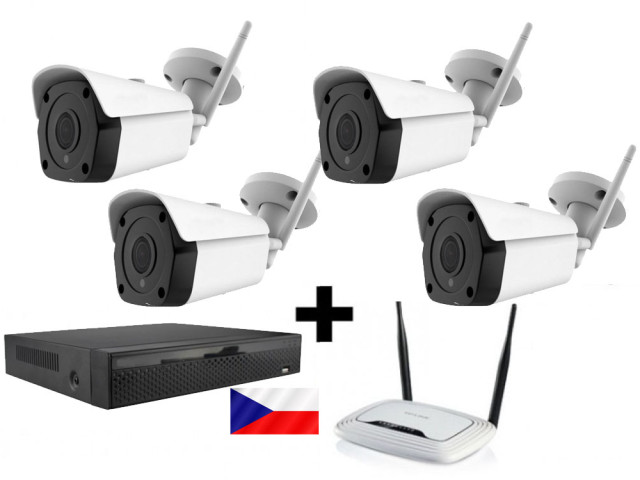 Kamerový WiFi IP set - 4x Zoneway NC950 5MPx, NVR2104 a WiFi router