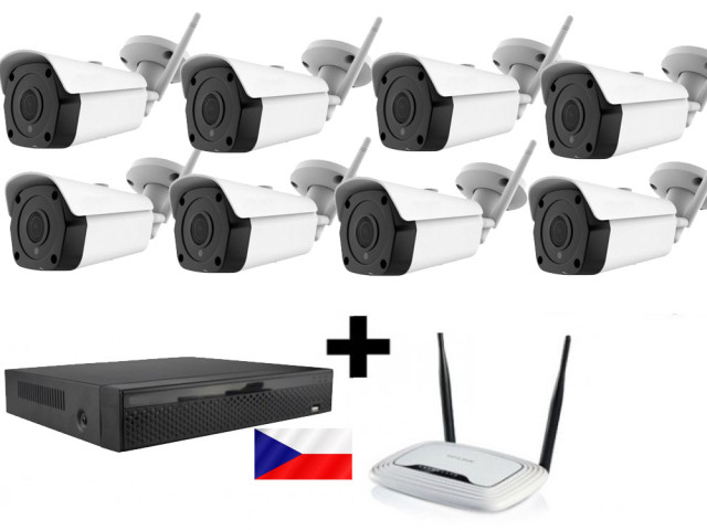 Kamerový WiFi / LAN IP set Zoneway - 8x 5MPx kamera NC950, rekordér NVR2104 a WiFi router