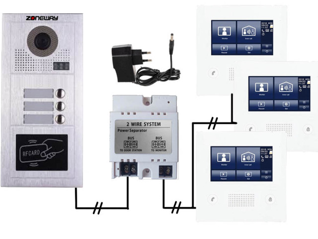 Set videozvonku ZONEWAY ZW-432M + ZW-619-3D