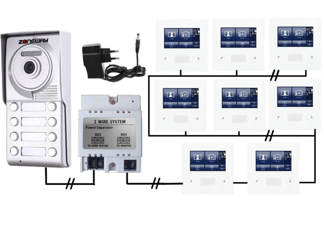 Set videozvonku ZONEWAY ZW-432M + ZW-702-8