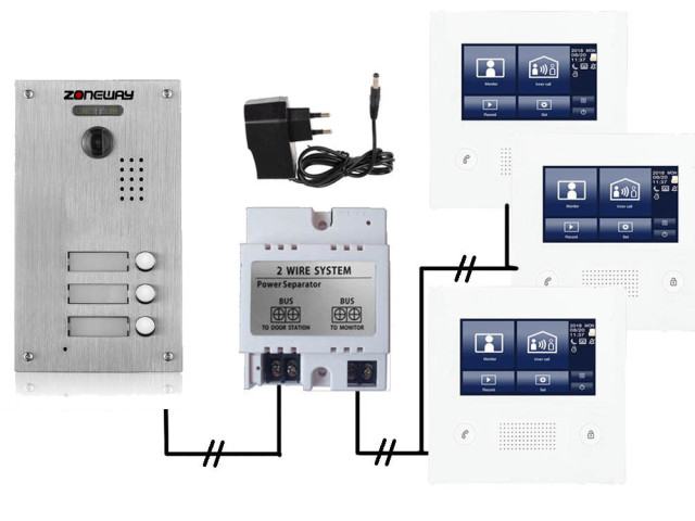 Set videozvonku ZONEWAY ZW-432M + ZW-738-3