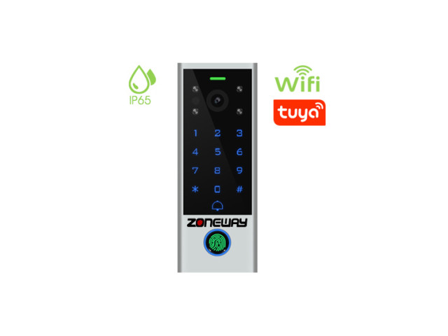2MPx WIFI P2P TUYA videozvonek s klávesnicí, RFID a biometrickou čtečkou | ZONEWAY V3-F