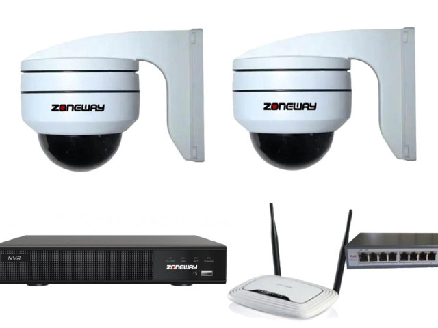 5MPx PTZ kamerový IP POE set Zoneway - 2x MINI PTZ NVR 3016, router, POE switch 4 + 1 | ZONEWAY MPTZ2-3016