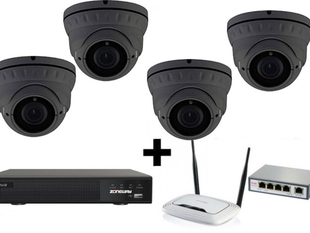 5MPx kamerový IP POE set - 4x NC960, POE switch 4 + 1, NVR | ZONEWAY 4-NC960-3016