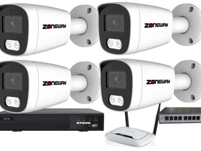 8MPx kamerový IP POE set - 4x NC981, POE switch 4 + 1| ZONEWAY 4-NC981-3016