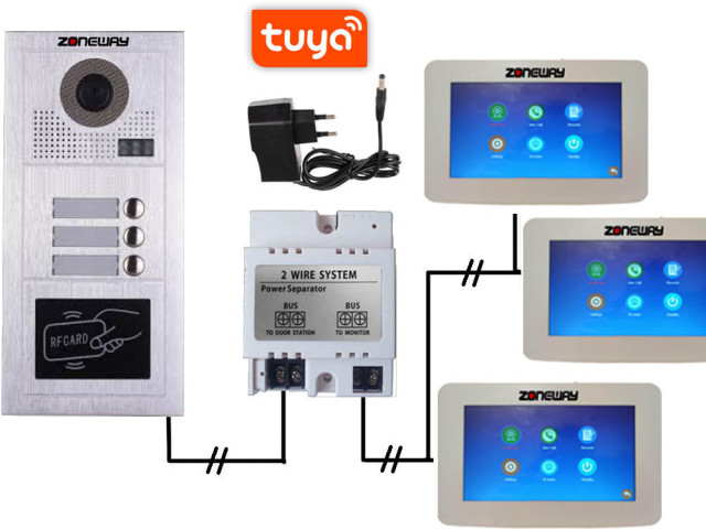 Set WIFI P2P TUYA videozvonku | ZONEWAY ZW-777 + ZW-619-3D