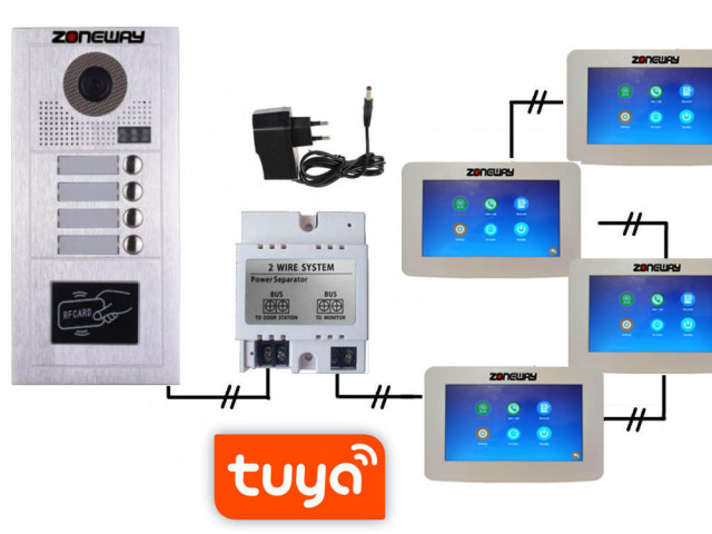 Set WIFI P2P TUYA videozvonku | ZONEWAY ZW-777 + ZW-619-4D