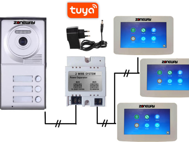 Set WIFI P2P TUYA videozvonku | ZONEWAY ZW-777 + ZW-702-3
