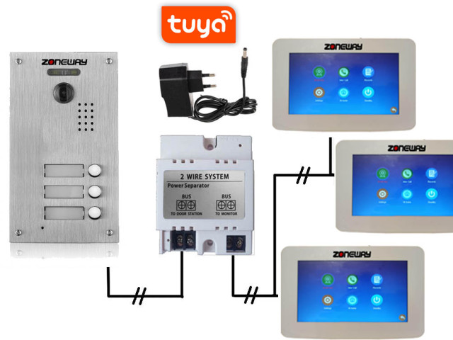 Set WIFI P2P TUYA videozvonku | ZONEWAY ZW-777 + ZW-738-3
