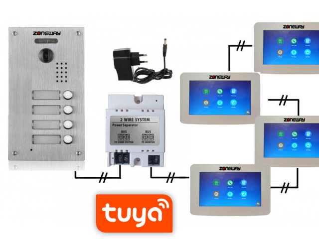 Set WIFI P2P TUYA videozvonku | ZONEWAY ZW-777 + ZW-738-4