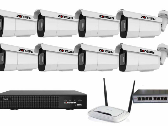 8MPx ZOOM kamerový IP POE set - 8x NC971, POE switch 8 + 1, NVR | ZONEWAY 8-NC971-3016