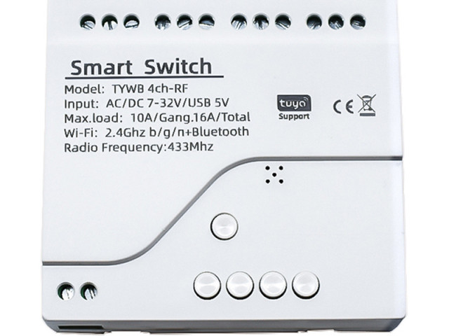 4CH WiFi Tuya Smart Switch, AC/DC 7-32V, relé modul podpory dálkového ovládání |TUYA-4CH-H