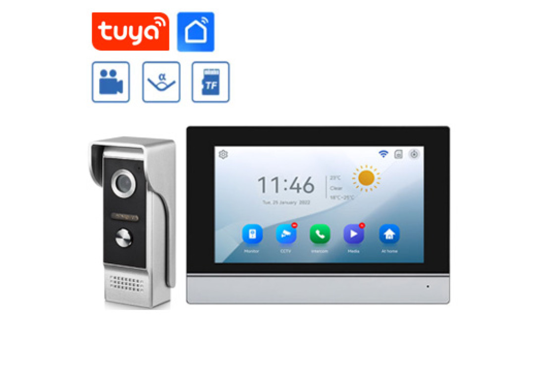Tuya Smart AHD WiFi video interkom se 7" dotykovým monitorem | ZONEWAY ZW-7024b-M6