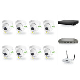 Kamerový systém PoE: set 8x mini PTZ kamera 6 Mpx, zoom 4x, NVR3016, PoE switch 8+1 | ZONEWAY 8-X4DM6S-3016
