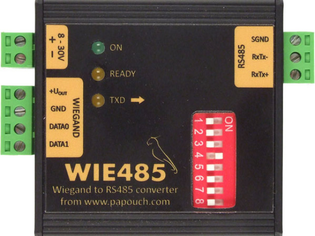  Převodník Wiegand 26-37 na RS485  (pro Jablotron, Luxone) WIE485