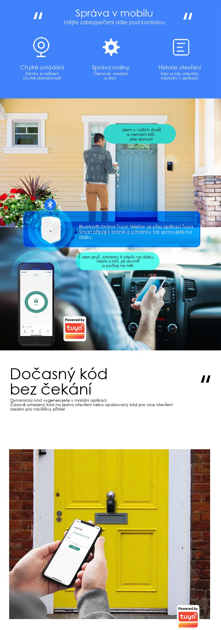 Aplikace Tuya Smart – dočasná hesla a ovládání schránky na dálku přes bránu