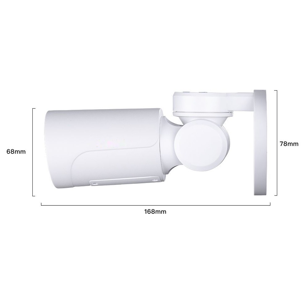 Rozměry válcové PTZ kamery HICO X5I-M8S: 168 × 68 × 78 mm podle výrobce